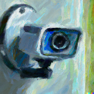 «IP camera oil painting» by DALL-E.