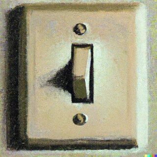 «Light switch oil painting» by DALL-E.