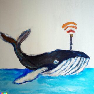 «Whale kernel wifi router oil painting» by DALL-E.